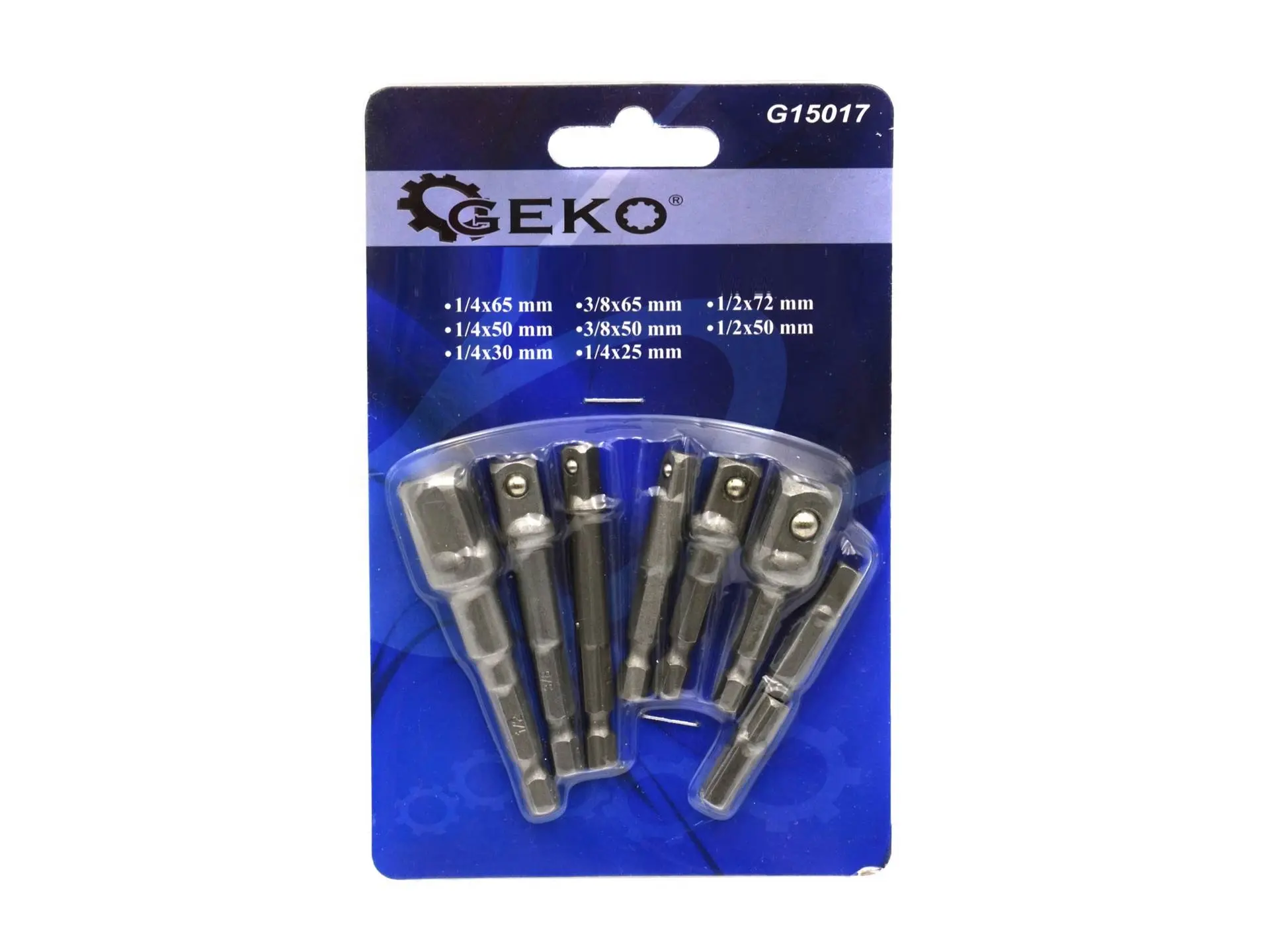 Adaptéry na gola hlavice do vrtačky, čtyřhran 1/4", 3/8", 1/2", sada 8 ks