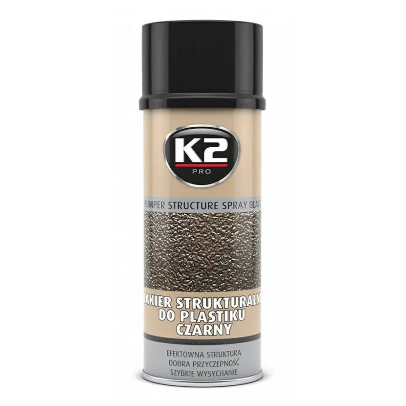 K2 BUMPER 400 ml - rychleschnoucí černá strukturální barva na plasty