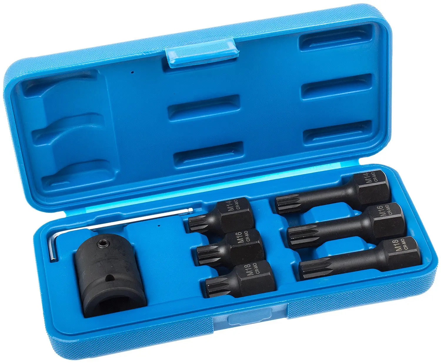 Úderové bity XZN 1/2”, vel. M14-M18, s adaptérem na 3/4”, sada 8 ks - ASTA