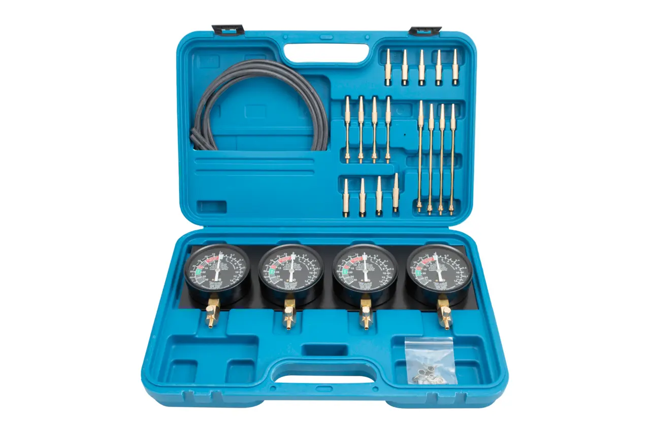 Tester na synchronizaci karburátorů, vakuometry + redukce - QUATROS QS30504