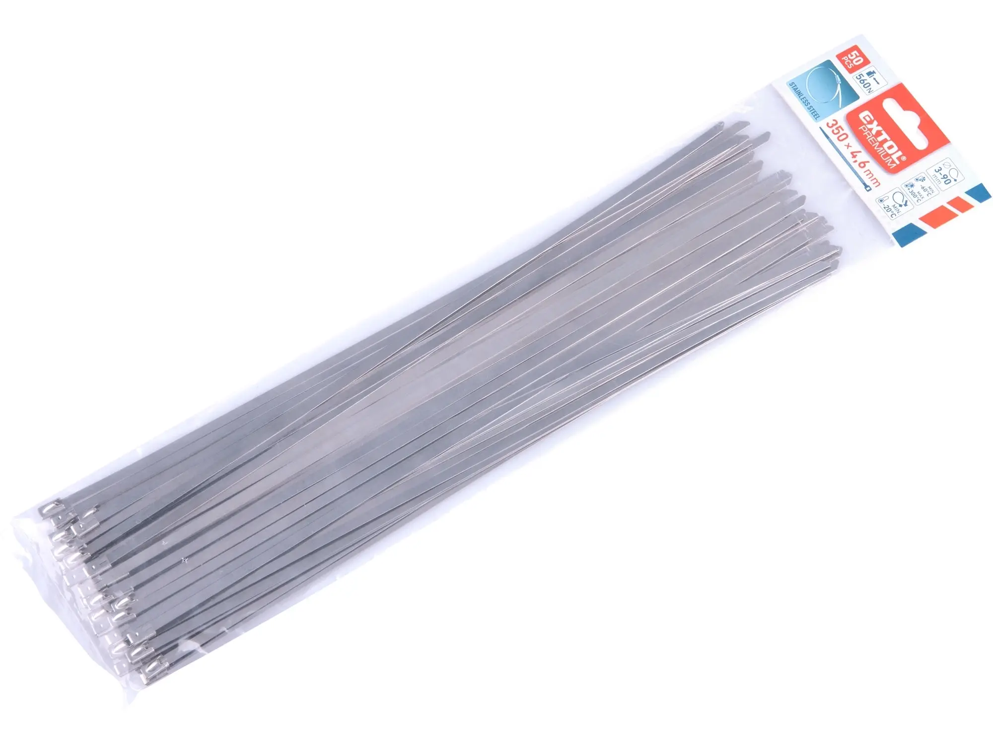 Stahovací pásky 350 x 4,6 mm nerezové, sada 50 ks - EXTOL PREMIUM EX8856278
