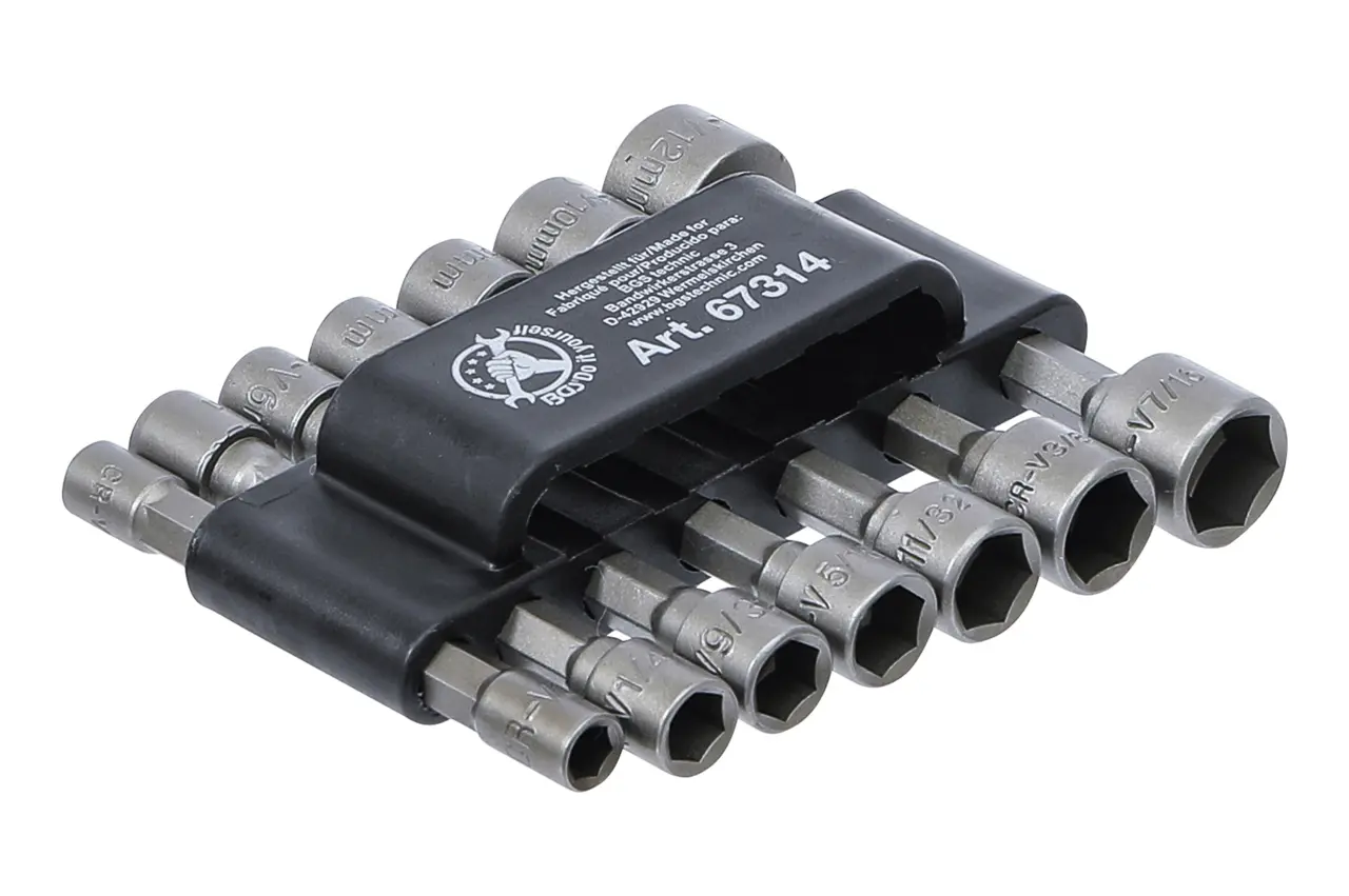 Nástrčné hlavice 1/4" 6hranné, metrické a palcové, sada 14 ks