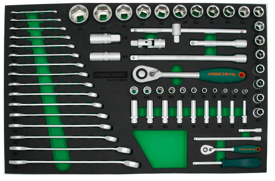 Modul - gola sada 1/4" a 1/2", 6hranné hlavice, očkoploché klíče - JONNESWAY S04H42165SV