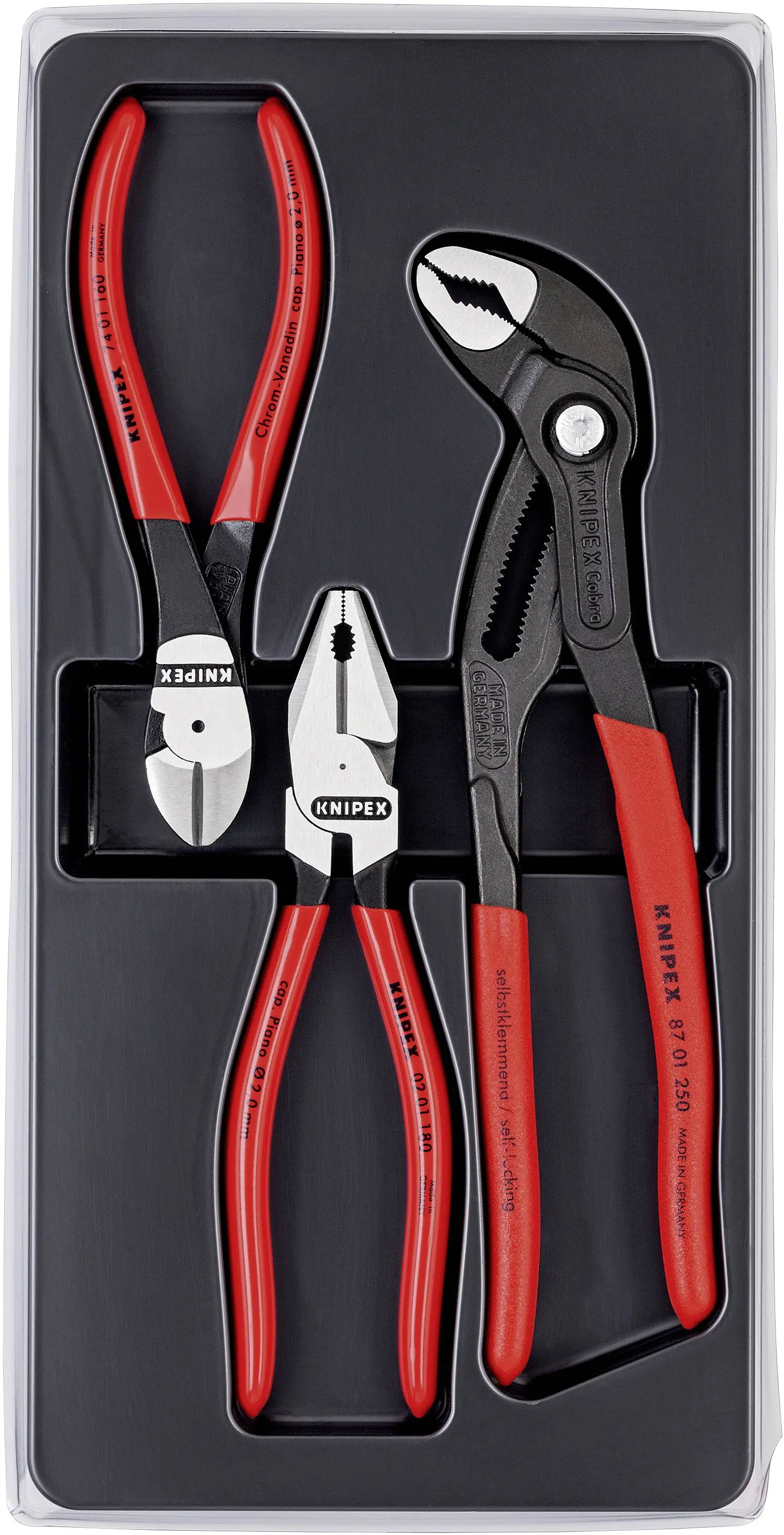 Silové kleště kombinované, štípací a instalatérské (SIKO), sada 3 ks - KNIPEX 00 20 10