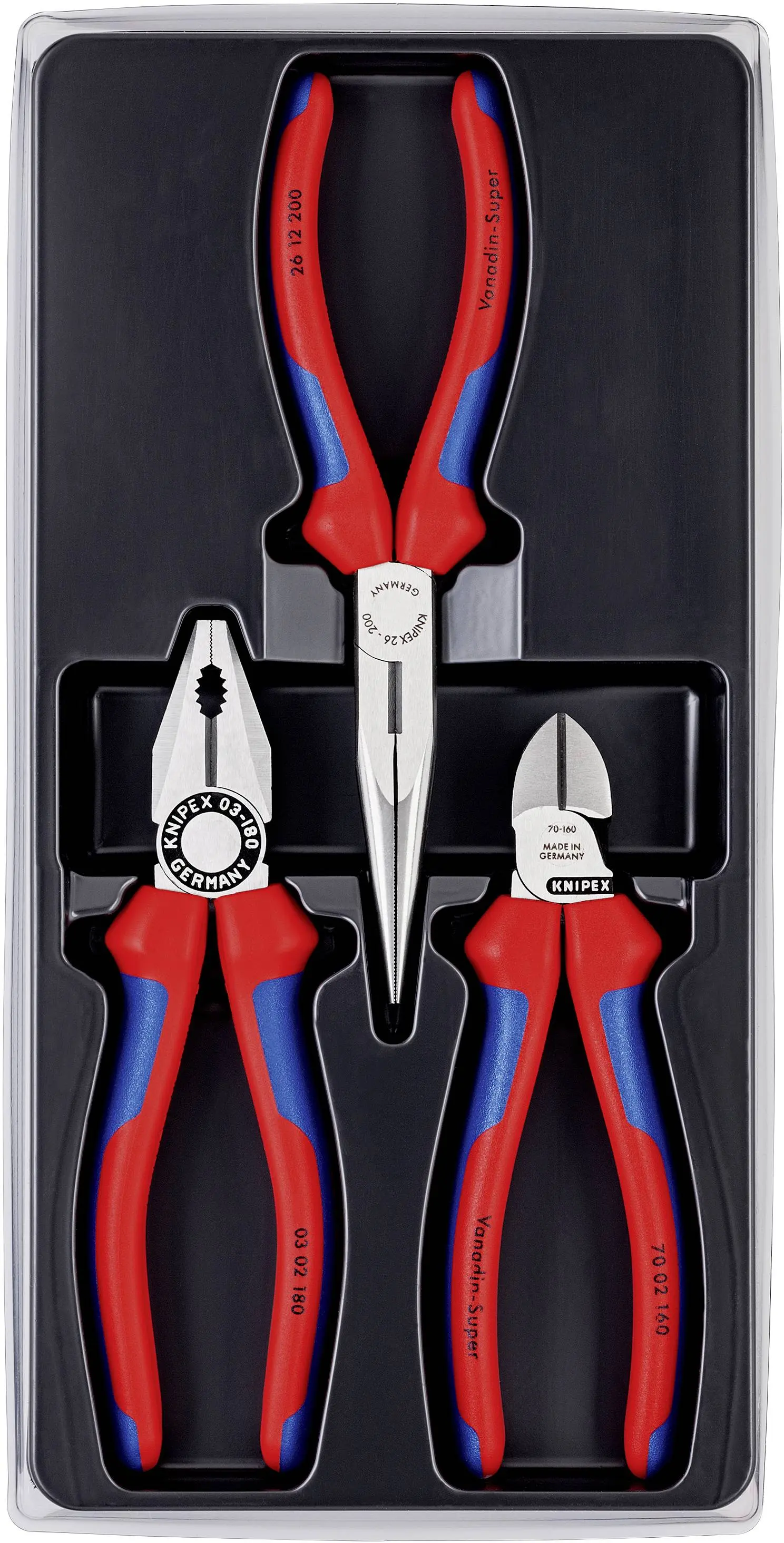 Kleště kombinované, boční štípací a na jemnou mechaniku, sada 3 ks - KNIPEX 00 20 11