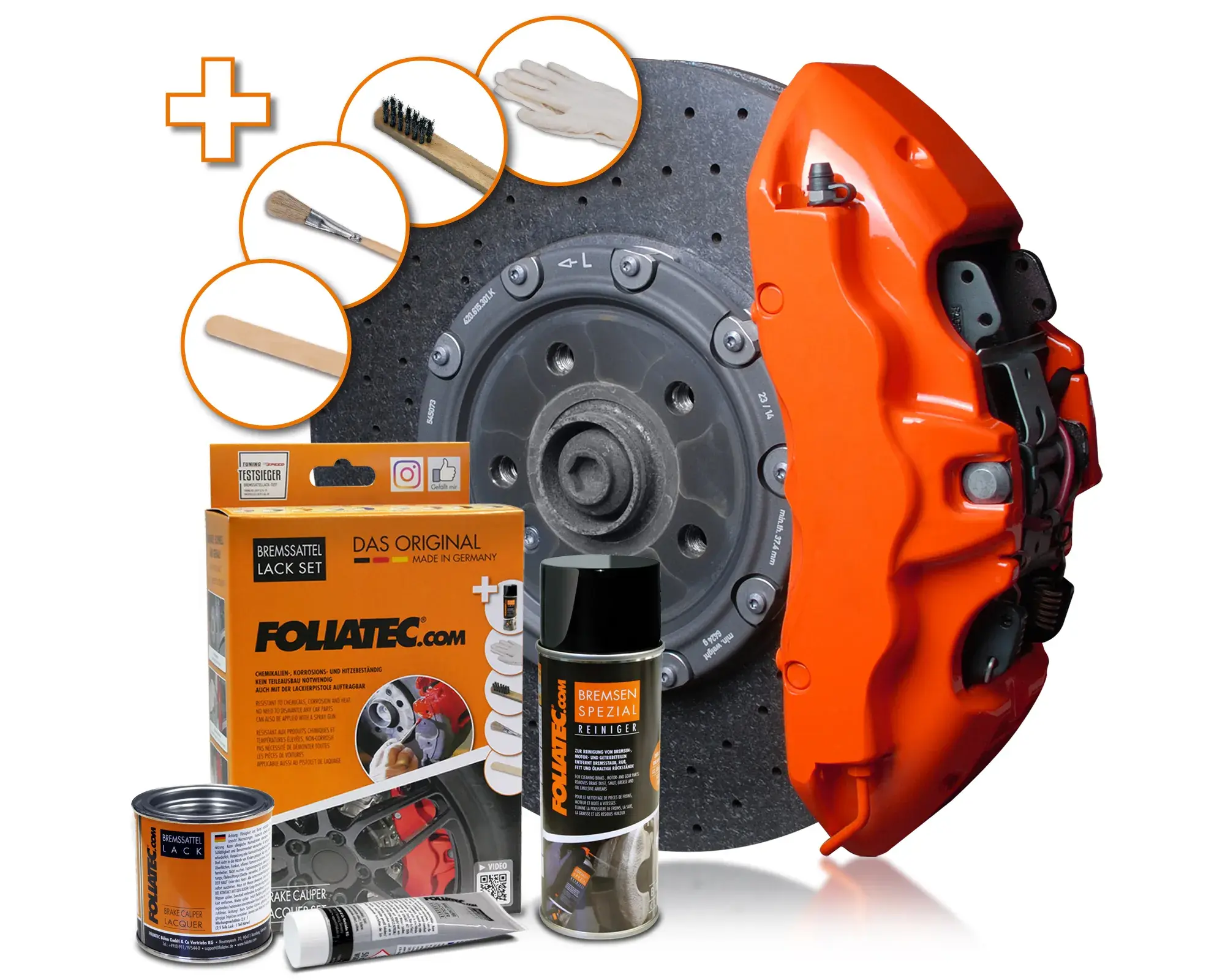 Foliatec Barva na brzdy, sada - Flame Orange