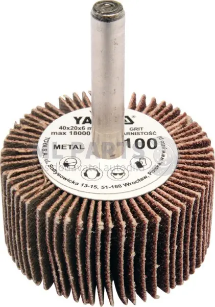 Yato Kotouč lamelový radiální 40x20 P-40 s hřídelí 6 mm, YT-83351