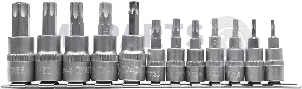 zestaw kluczy TORX na szynie 12cz.