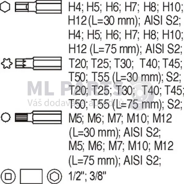 Sada bitů TORX + SPLINE YATO YT-5538