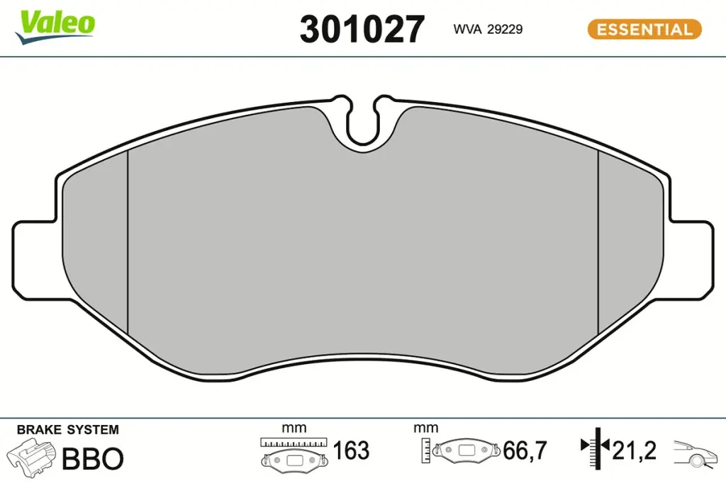 Sada brzdových destiček, kotoučová brzda VALEO 301027