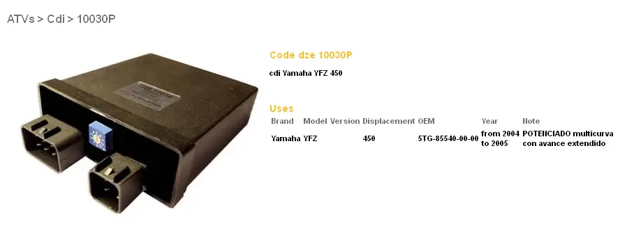 DZE jednotka zapalování CDI YAMAHA YFZ 450 04-05 závodní MULTIMAPA ( )