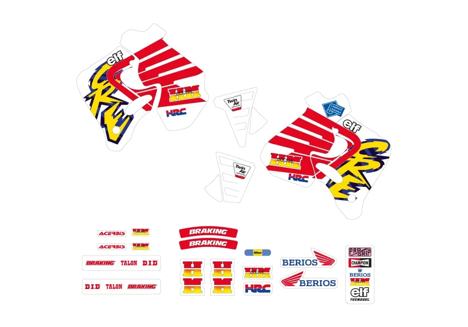 TECNOSEL (BLACKBIRD) sada samolepek (dýhy) HONDA CR 125 93-94, CR 250 92-94, REPLICA TEAM HONDA ENDURO 94 barva červená/bílá/žlutá ( )