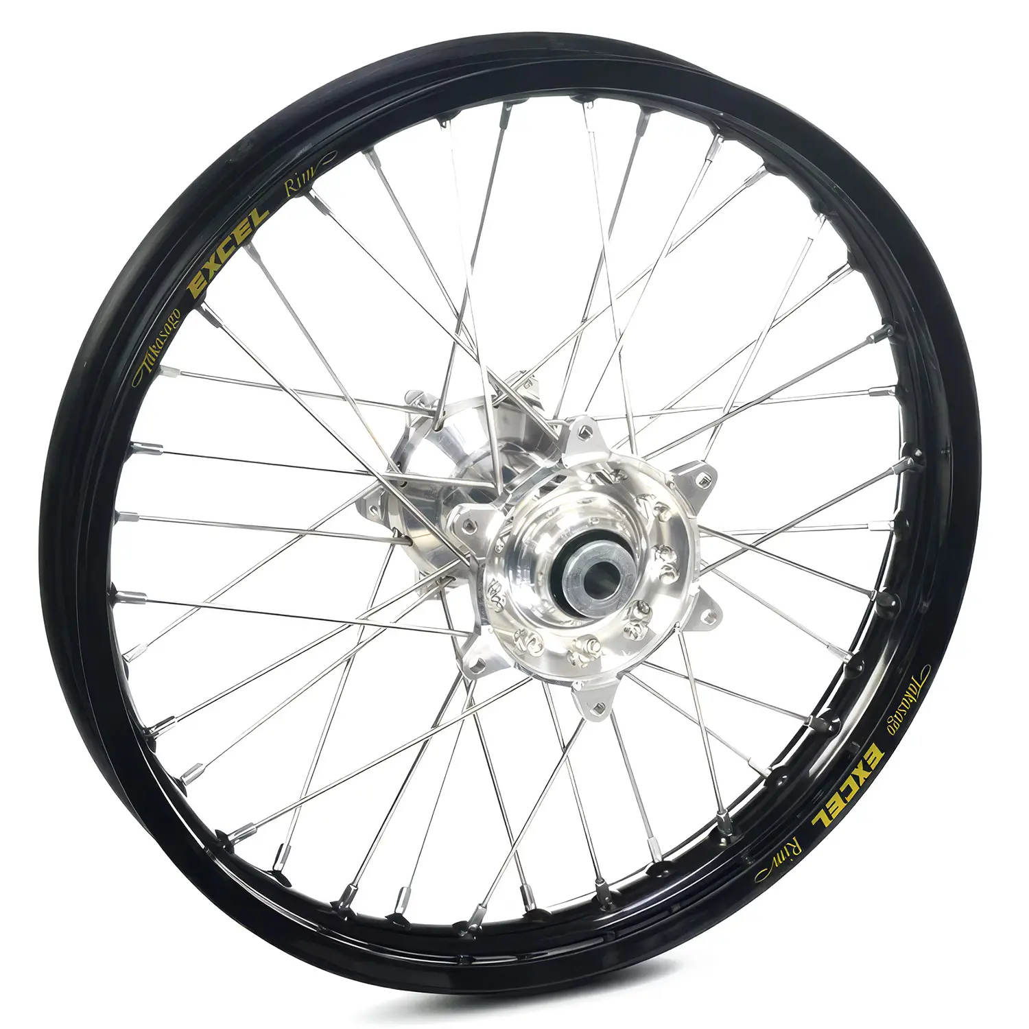 REX WHEELS kompletní zadní kolo REX 19 palců 19 X 2,15 černý ráfek / stříbrný náboj / stříbrné dráty / stříbrné niple (osa 25mm) pro KTM SX / SXF