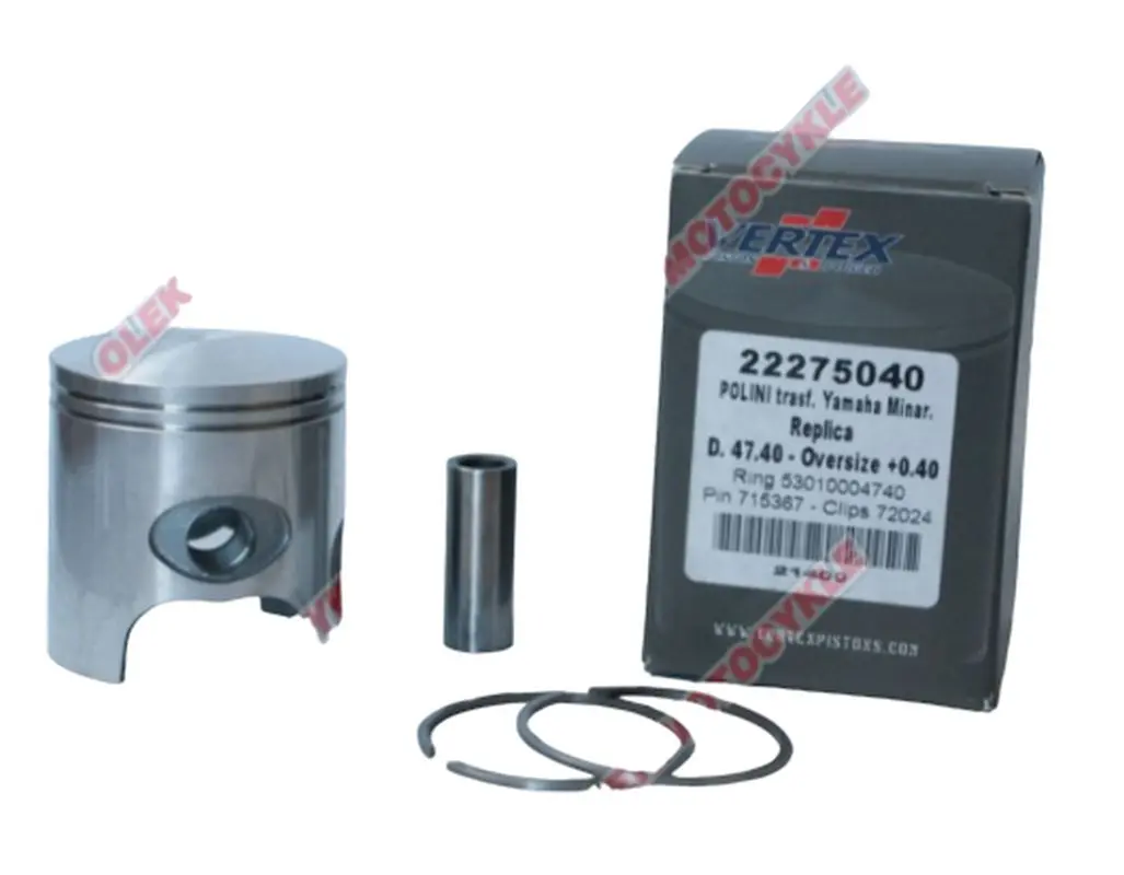VERTEX píst POLINI, MINARELLI, YAMAHA 47,75MM čep 10MM (kroužky 53009804780 X 2 kusy) ( )