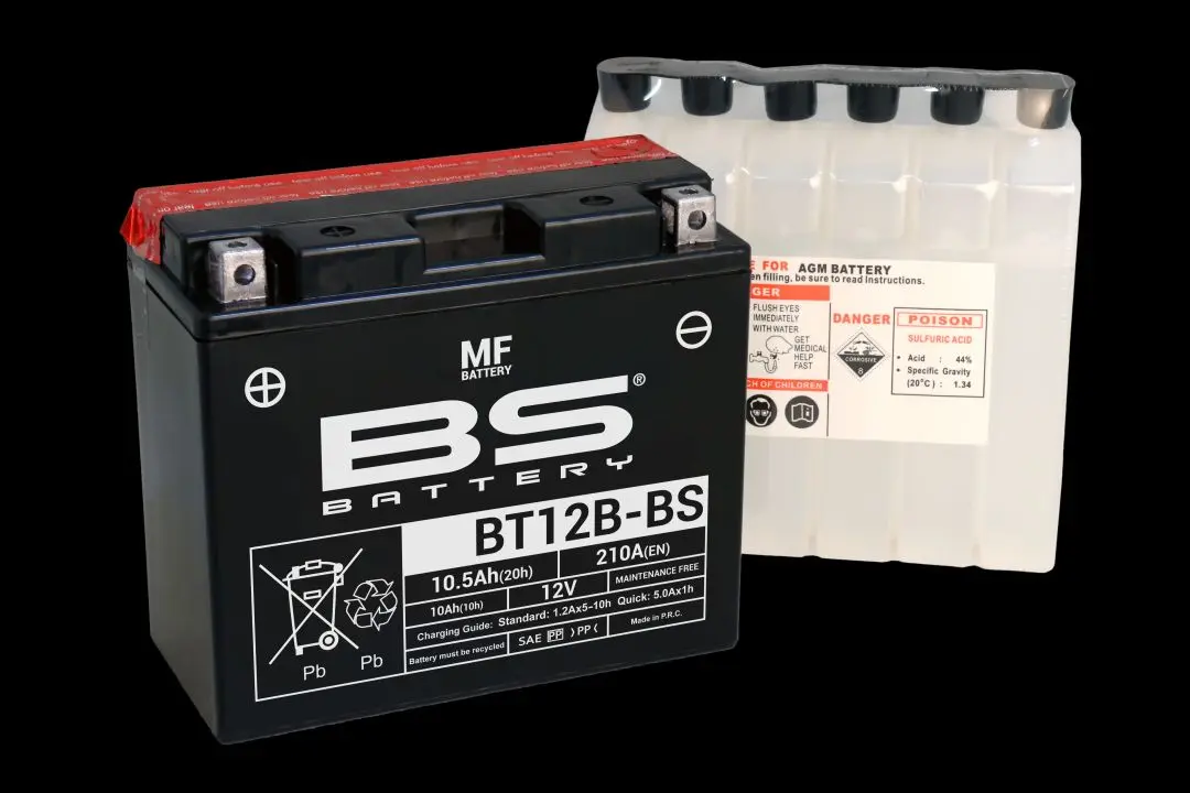 BS akumulátor BT12B-BS (YT12B-BS) (YT12B-4) 12V 10AH 151X70X130 bezúdržbový - elektrolyt zvlášť (175A) UE48 (4) ( )