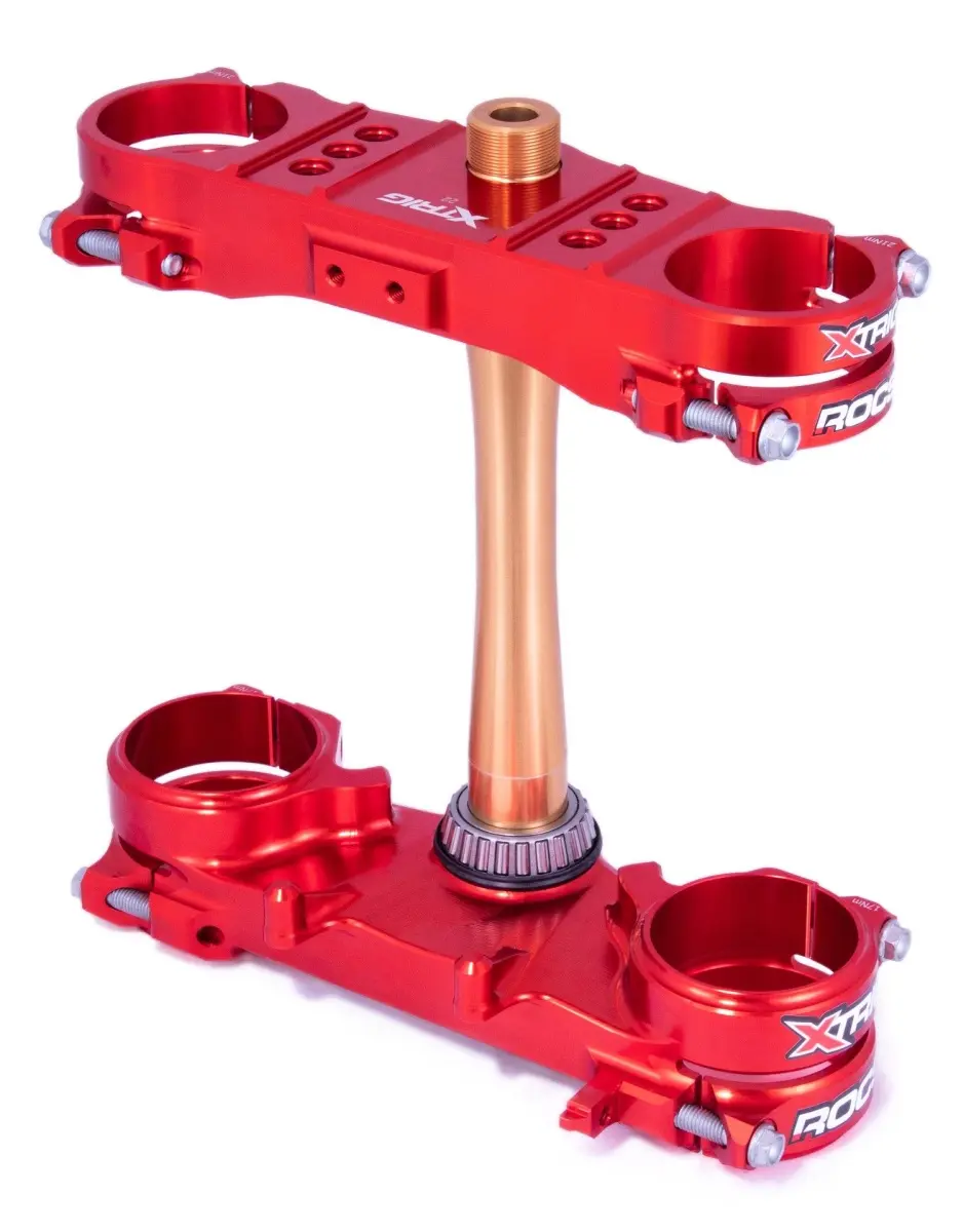 XTRIG vzpěry předního zavěšení ROCS TECH TRIPLE CLAMPS HONDA CRF 250 22-24; CRF 450 21-24 (OFFSET 22mm) barva červená ( )