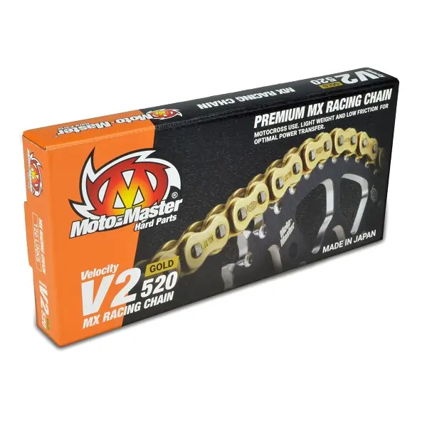 MOTO-MASTER hnací řetěz V2-520G MX závodní GOLD CHAIN REGULAR barva zlatá (120 článků, včetně spony) ( )