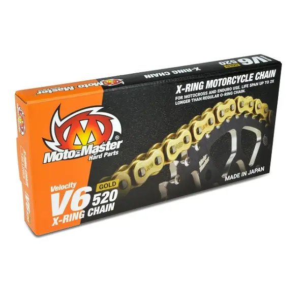 MOTO-MASTER hnací řetěz V6-520G X-RING GOLD CHAIN barva zlatá (120 článků, včetně spony) ( )
