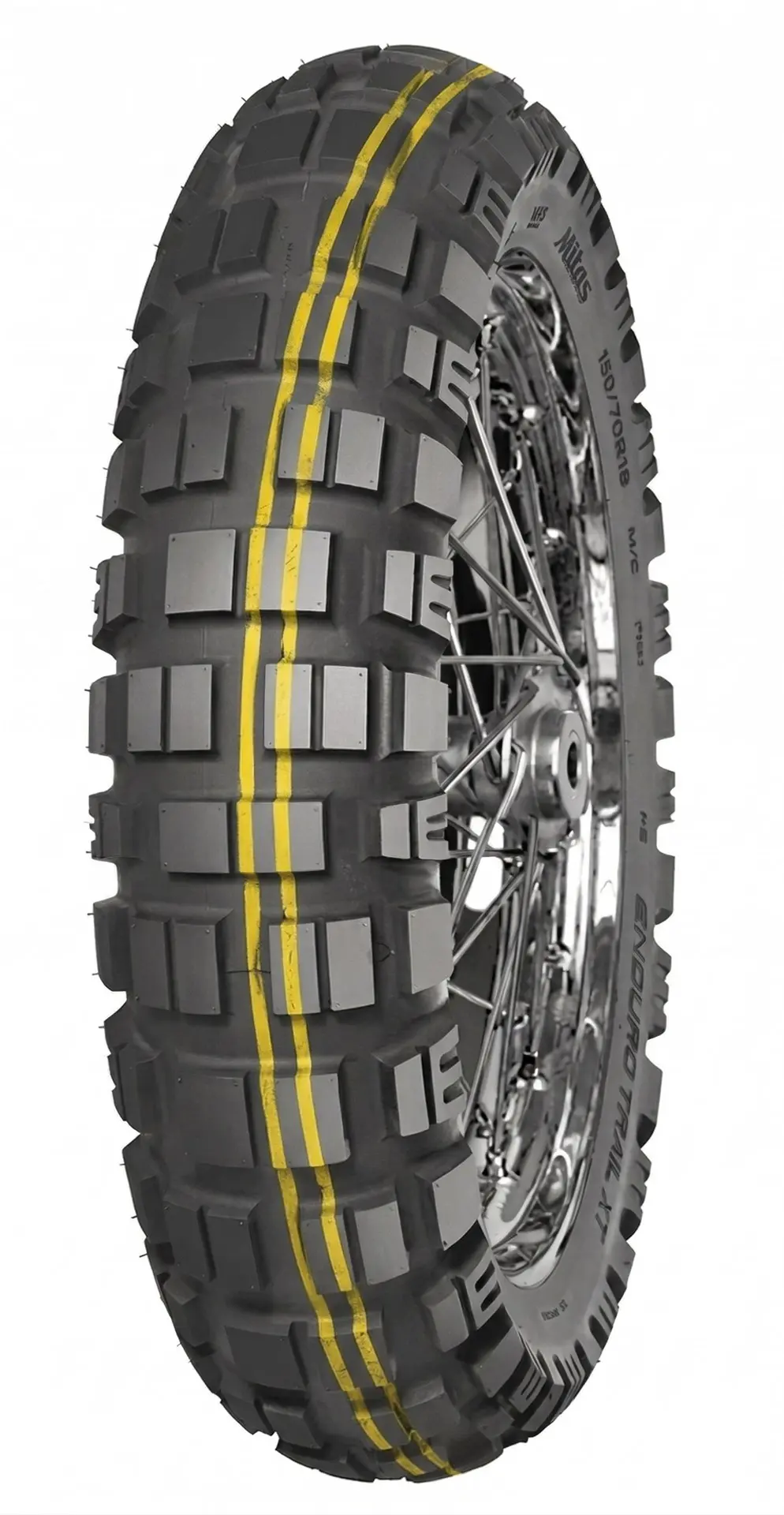 MITAS 140/80B17 ENDURO TRAIL XT DAKAR 69T TL/TT M+S (DVOJITÝ žlutý PASEK) ZADNÍ DOT 2025 náhradní:70000509 (náhrada: E-10 ENDURO DAKAR ( )