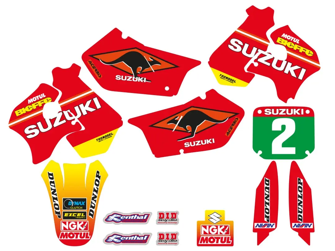 TECNOSEL (BLACKBIRD) sada samolepek (dýhy) + potah sedla SUZUKI RM 125/250 96-98, REPLICA TEAM SUZUKI 98 ( )