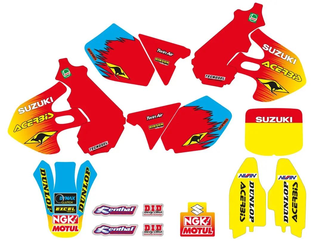 TECNOSEL (BLACKBIRD) sada samolepek (dýhy) + potah sedla SUZUKI RM 125/250 99-00, REPLICA TEAM SUZUKI 99 ( )