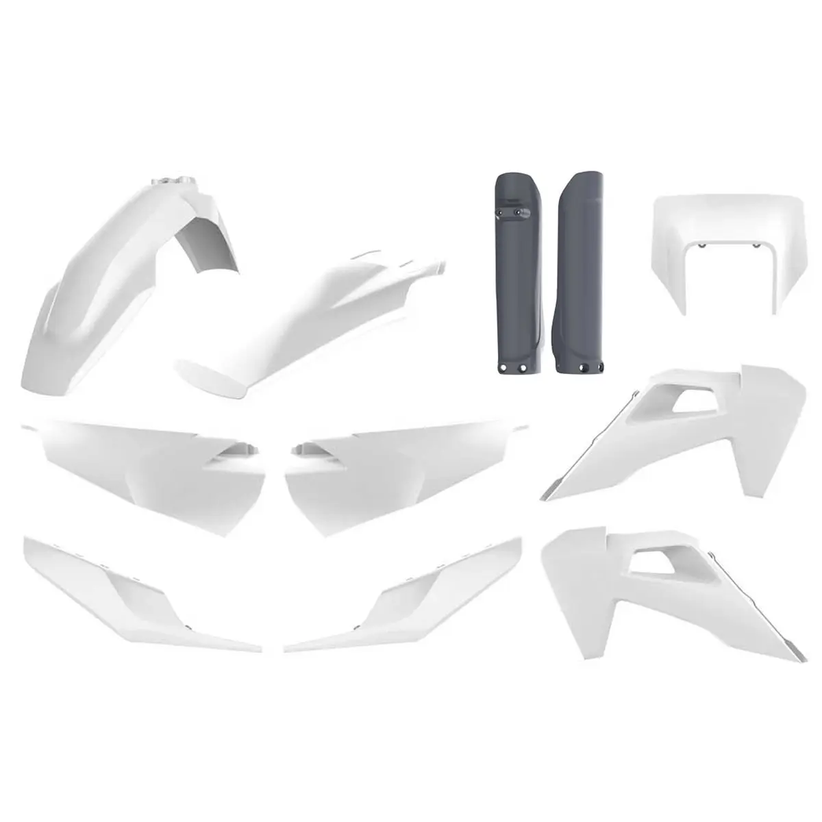 POLISPORT kompletní sada plastů (FULL KIT) HUSQVARNA TE/FE TPI 20-23 v sadě kryt předního světlometu (8668700001) a kryty tlumičů (8398900006) barva