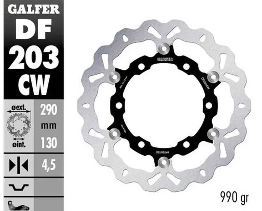 GALFER přední brzdový kotouč KAWASAKI NINJA 250R 08-12, ZX25R 20-21 (290X130X4,5 mm) prostředek hliníkový (990 GRAM) (GALFER přední brzdový kotouč)