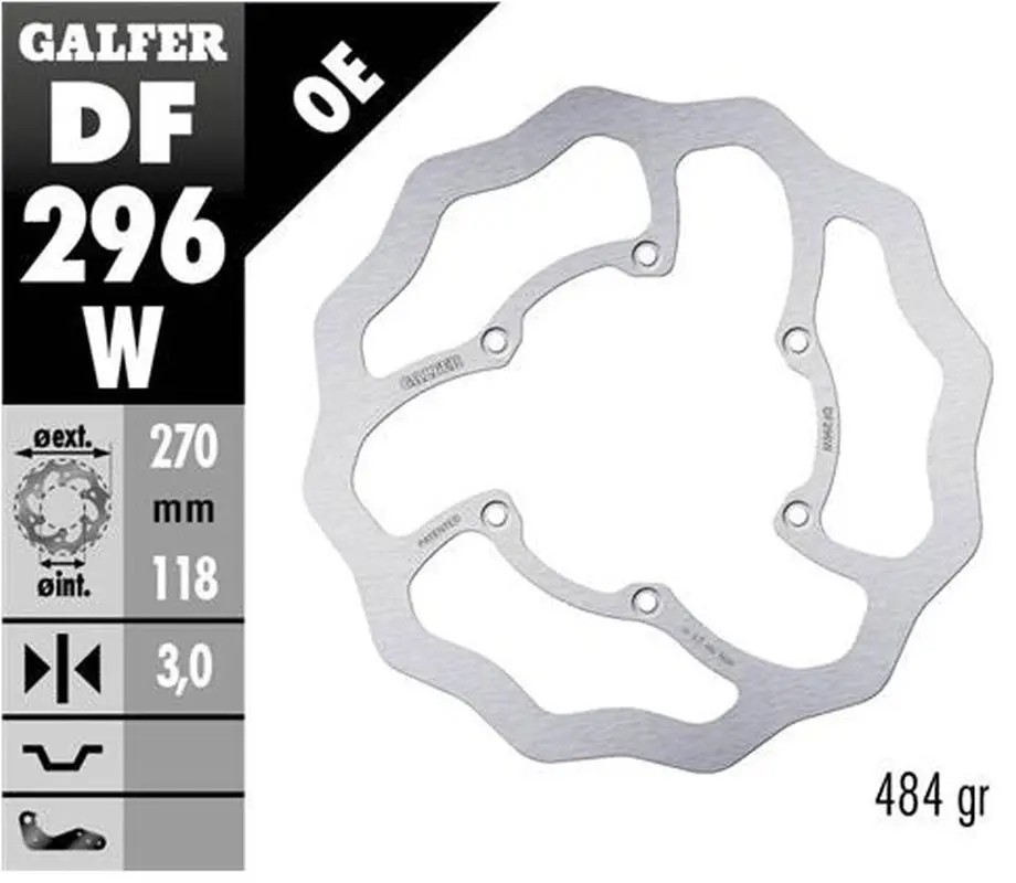 GALFER přední brzdový kotouč YAMAHA WR 250F 17-, WR 450F 20-, YZ 125/250 22-, YZ 250F/450F 20 WAVE (270X118X3mm) ( )