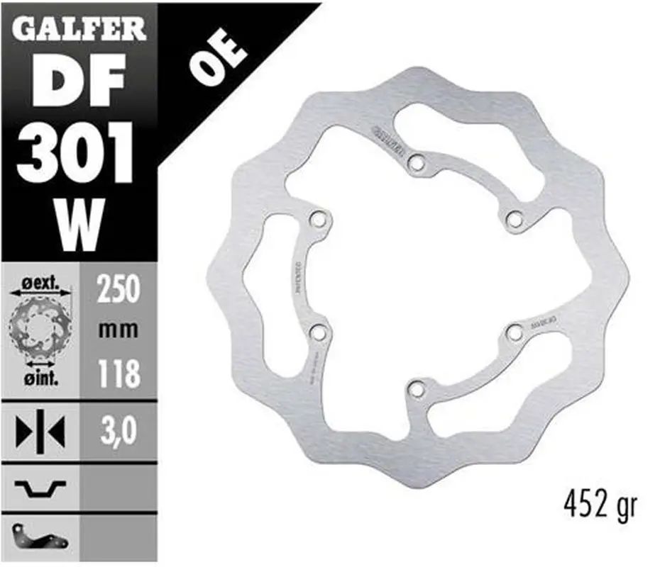 GALFER přední brzdový kotouč SUZUKI RM 125/250 85-08, DR-Z 250/400 00-, YAMAHA WR 250F 03-16, WR/YZ 426F/450F 00-15, YZ 125/250 08-17 WAVE