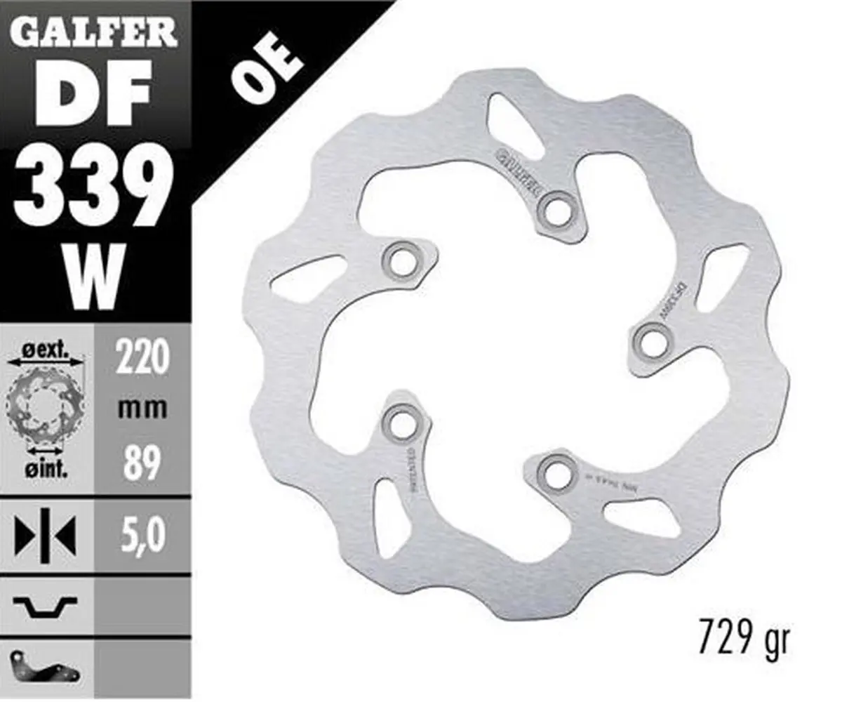 GALFER brzdový kotouč zadní SUZUKI SV 650S 03-06; SV 1000 03-; TL 1000S/R 97; GSX-R 600 97-10; GSX-R 750 96-10; GSX-R 1000 01-15 (WAVE FIXED)