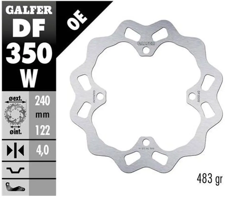 GALFER brzdový kotouč zadní SUZUKI RMZ 250 07-19, RMZ 450 06-18, RMX 450Z 10-18 WAVE (240X122X4mm) (GALFER brzdový kotouč zadní SUZUKI RMZ 250 07-19,)