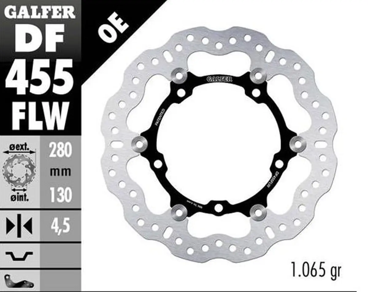 GALFER brzdový kotouč přední YAMAHA MT-07 (ABS) 14-20; TRACER GT 16-; SRX 700 15-; XTZ 700 TENERE 19-23 (WAVE FLOATING) (280X130X4,5mm) ( )