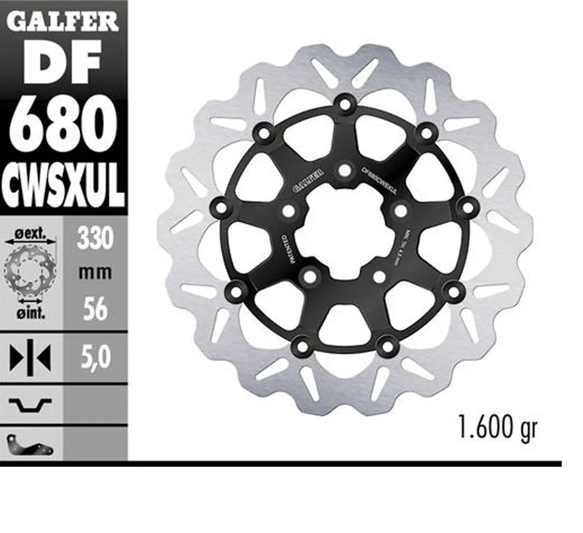 GALFER přední brzdový kotouč HARLEY-DAVIDSON (330X56X5) (WAVE) (OVERSIZE) plovoucí ( )