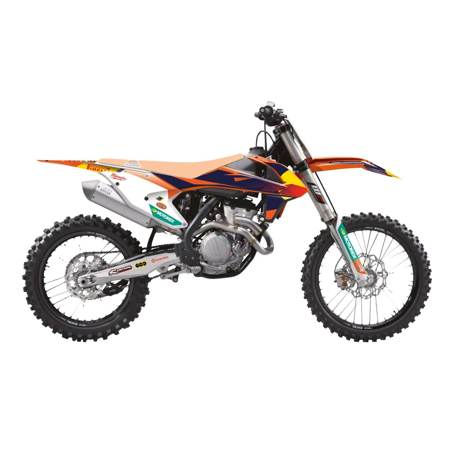 BLACKBIRD sada samolepek (dýhy) KTM SX/SX-F 16-18, EXC/EXC-F 17-19 REPLICA KTM FACTORY MXGP barva oranžová černá ( )