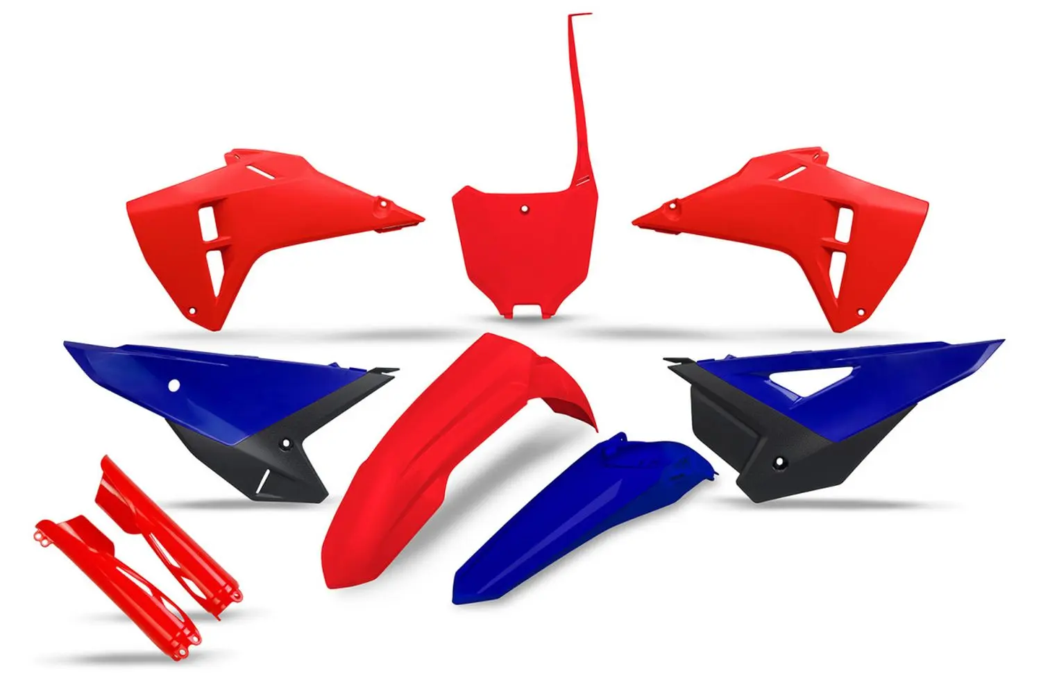 UFO kompletní sada plastů HONDA CRF 250 R / RWE '25-'27, CRF 450 R / RWE '25-'26 barva OEM 2027 (červená / modrá) (UFO kompletní sada plastů HONDA)