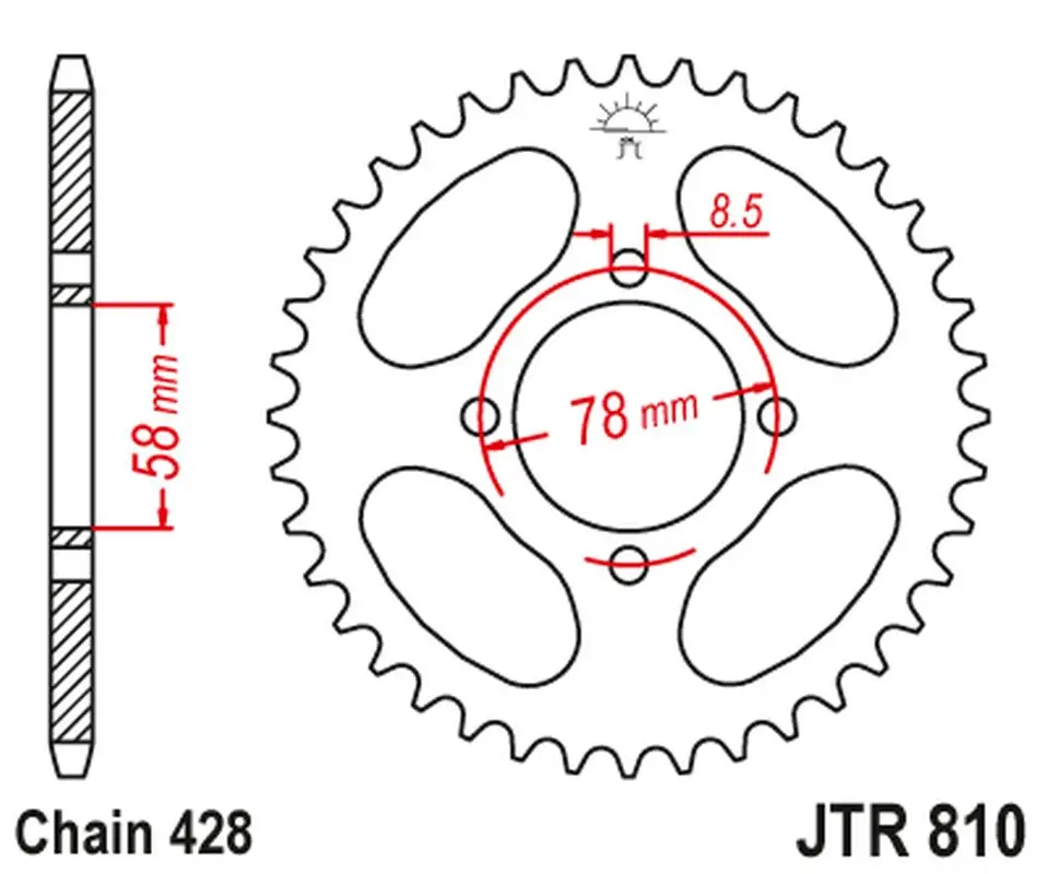 JT zadní řetězové kolečko 810 36 SUZUKI GN 125 '82-'00 (-6) (81036JT) ( )