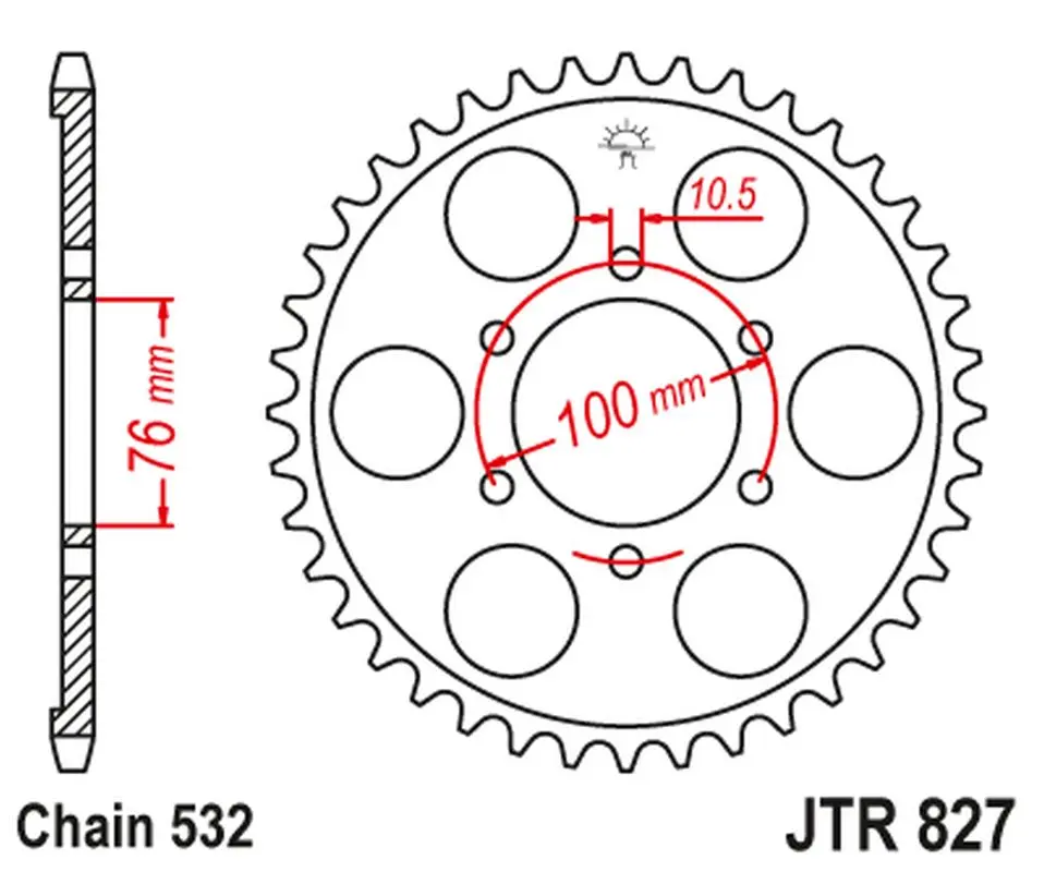 JT zadní řetězové kolečko 806 52 SUZUKI GSX 1100F '88-96 (80652JT) (ŘETĚZ 532) ( )
