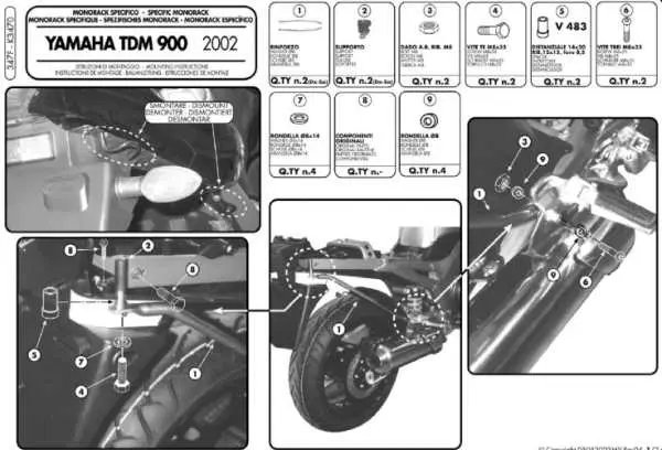 KAPPA zadní nosič kufru YAMAHA TDM 900 (02-14) ( bez plotny ) ( )