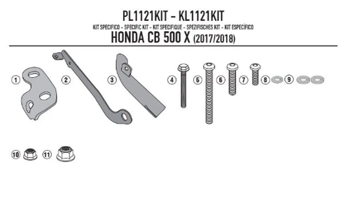 KAPPA adaptér pro montáž bočního nosiče KL1121, KLX1121 HONDA CB 500X ročníků (17-18) ( )