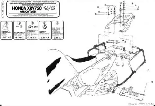 KAPPA boční nosič kufru MONOKEY HONDA XRV 750 AFRICA TWIN (93-02) - také pod kufry MONOKEY KMS K'MISSION ALU ( )