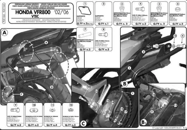 KAPPA boční nosič kufru MONOKEY SIDE HONDA VFR 800 02-11 - pouze pod kufry K33N K'ROAD ( )