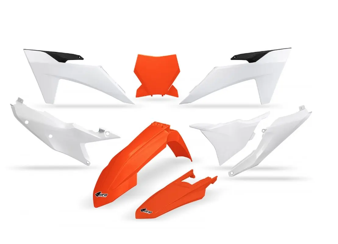 UFO kompletní sada plastů KTM SX 125 / 250 / 300 TBI 23-24, SX-F 250 / 350 / 450 23-24 barva OEM (oranžová/bílá) ( )