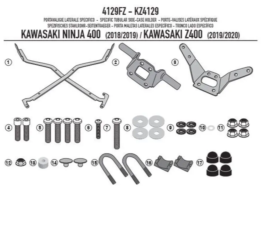 KAPPA zadní nosič kufru KAWASAKI NINJA 400 (18-22) Z 400 (19-22) (bez plotny) ( )