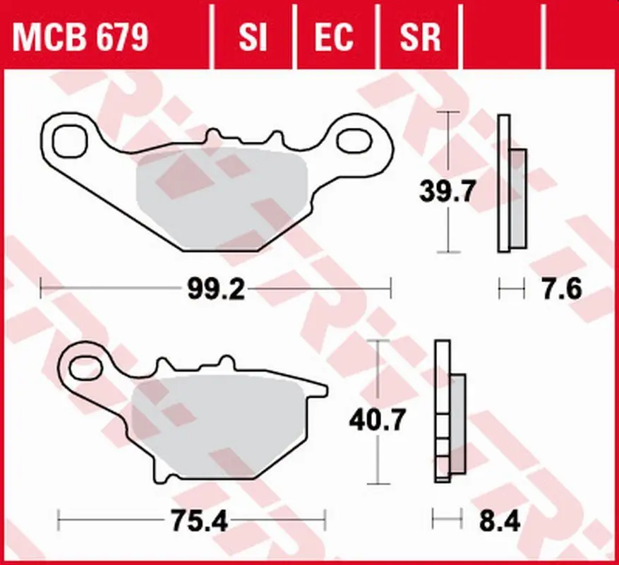TRW ZF brzdové destičky KH230 organické KAWASAKI KLX 125 03-06, KMX 125 99-03, SUZUKI TR 50 97-00, UG 110 98-02, AN 125 95-00, DR-Z 125 04-12, UC 125