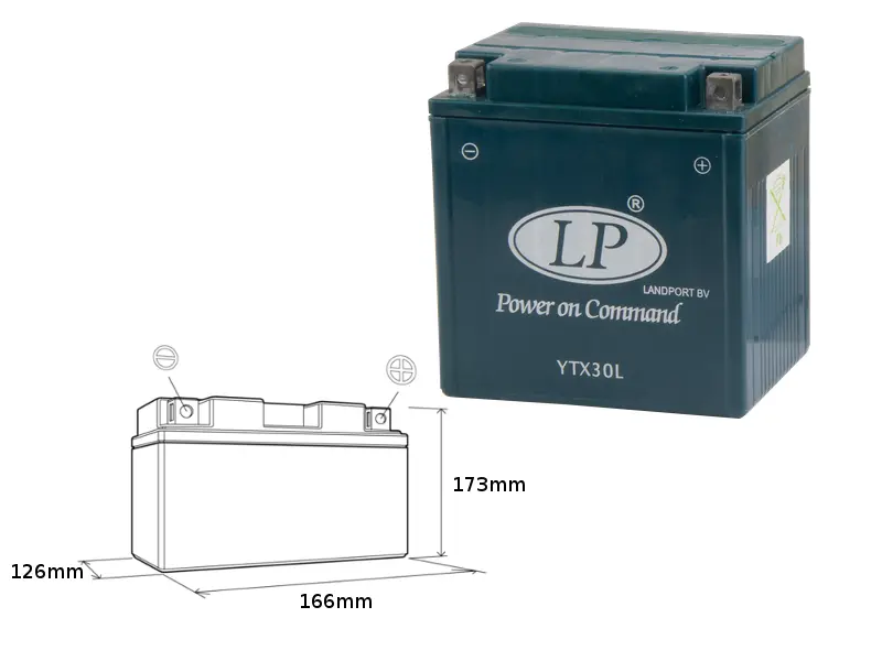 LANDPORT akumulátor YTX30L (MS LTX30L) 12V 30AH 166X125X175 (385 A) bezúdržbový - zalitý (2) ( )