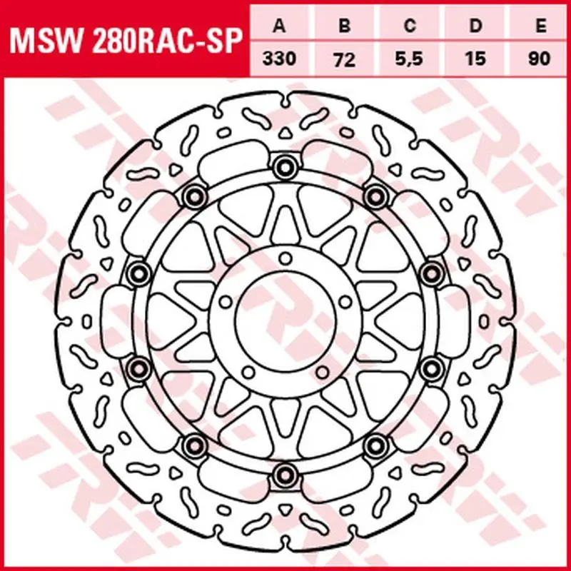 TRW ZF přední brzdový kotouč DUCATI EVO CORSE 848 12-13, DESMODEDICI 1000 07-09, V4 1000/1100 PANIGALE 18-, STREETFIGHTER S 1100 09-13, PANIGALE 1199