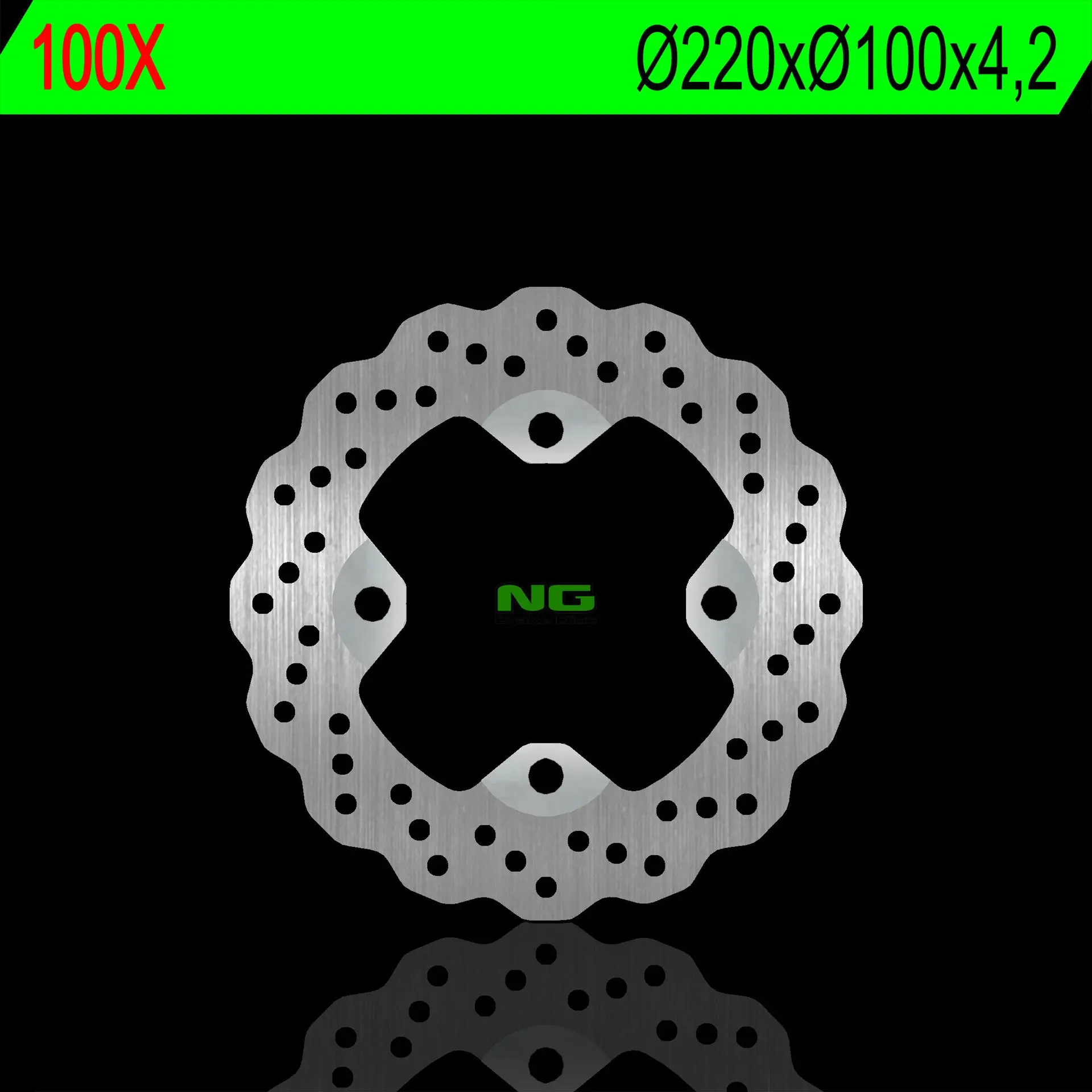 NG zadní brzdový kotouč KAWASAKI ER 6F/N 06-17, ZX 6R 02-17, KLE 650 07-14, Z 750 03-06, ZX 9R 98-03, ZX 10R 104-10 (220x100x4,2mm) (4x10,5mm) WAVE