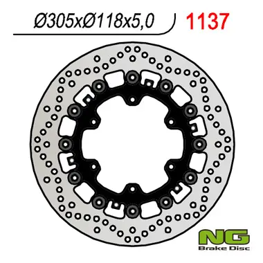 NG přední brzdový kotouč BMW K1100LT/RS 89-00, R1100GS/R 93-94, R1100R/RT/RS 92-01 (305X118X5mm) (6X9,0mm) plovoucí ( )