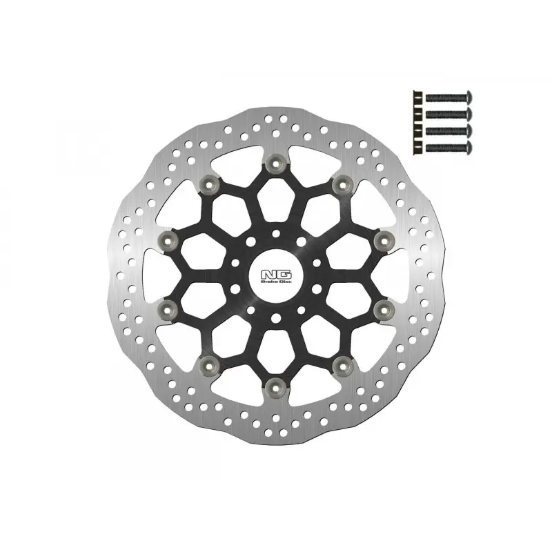 NG přední brzdový kotouč KTM DUKE 790 ABS/790L A2 ABS 18-22 (320X52X5mm) OVERSIZE s adaptéry do třmenů (5 otvorů) plovoucí (prostředek hliníkový) WAVE