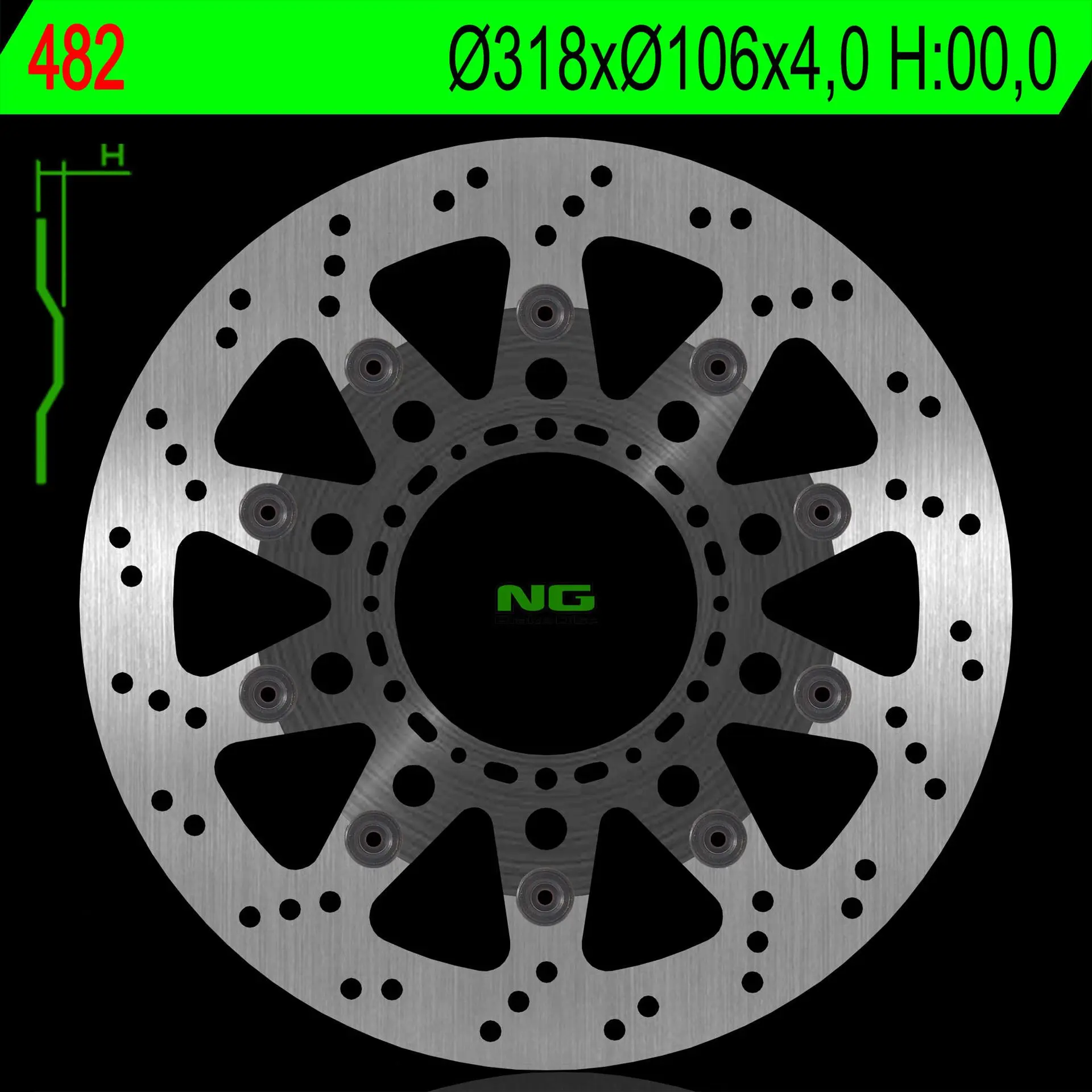 NG přední brzdový kotouč HONDA NSR 125 93-03 plovoucí (318X106X4,0mm) (6X8,5mm) ( )